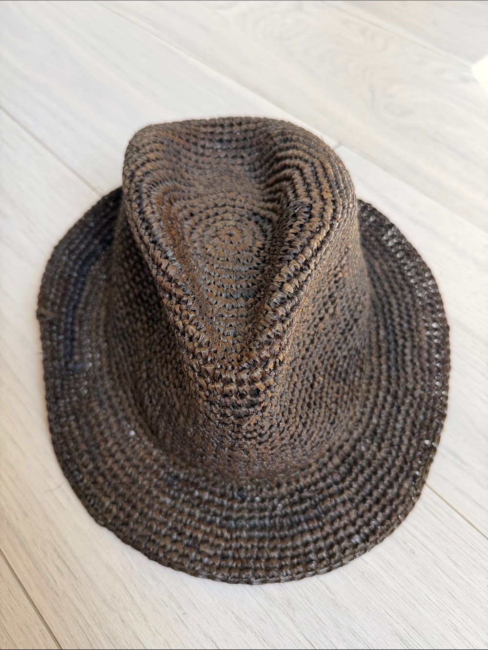 [Ralph Lauren] Dark Brown Woven Straw Fedora Hat